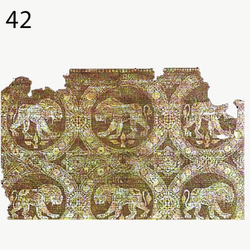 پارچه ابریشمی ساسانی با نماد شیر- ساسانی