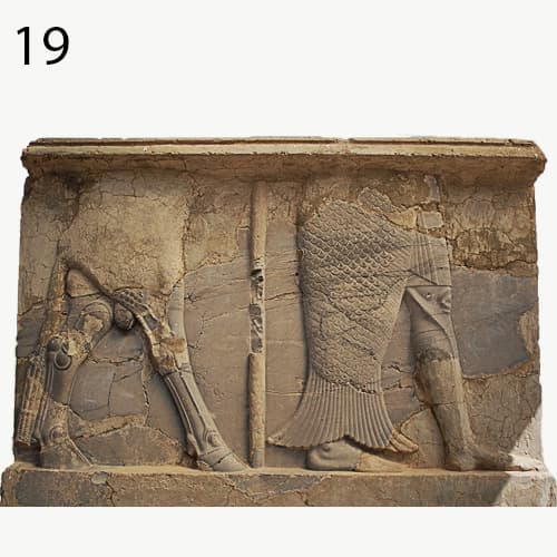 دیوارنگاره کاخ بارعام پاسارگاد با نقش نگهبان اساطیری (آپکالو) - هخامنشی