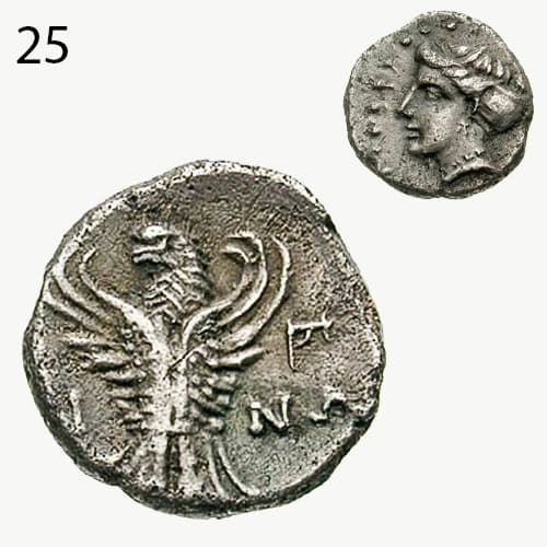 نماد شاهین بر پشت سکه شهر پونتوس