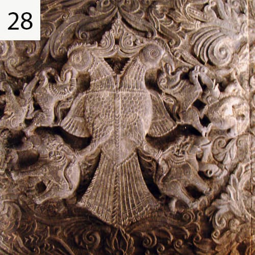 دیوارنگاره با نقش گاندا بروندا (عقاب دوسر) نماد پادشاهی میسور -معبد رامشوآرا