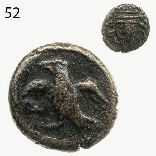 سکه با نقش شاهین - شاه بلاش پنجم- پارتی
