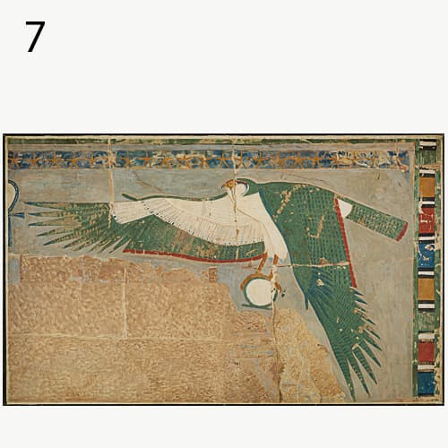 شاهین با حلقه شن نماد هوروس-نقاشی دیواری- مصر