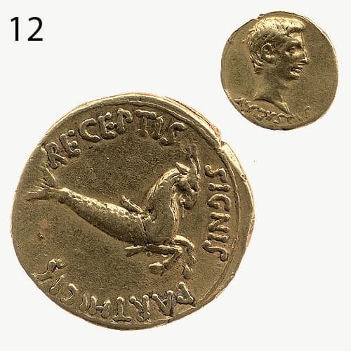 سکه با نقش کاپریکورن (اسفنکسی با تنه بز کوهی و دم ماهی)- یونان