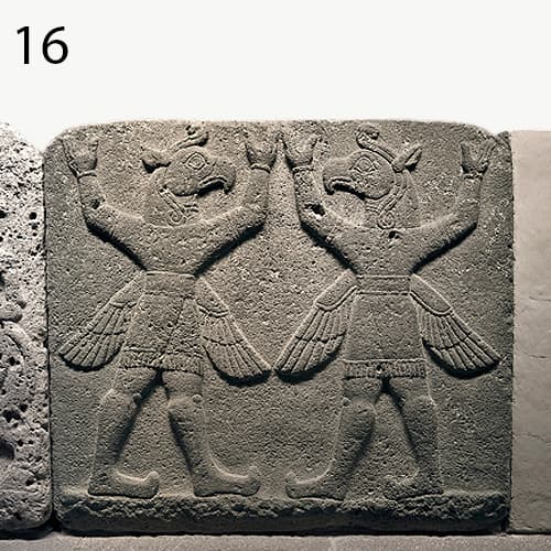 سنگ نگاره با نقش دو موجود بالدار انسان عقاب- کارکمیش