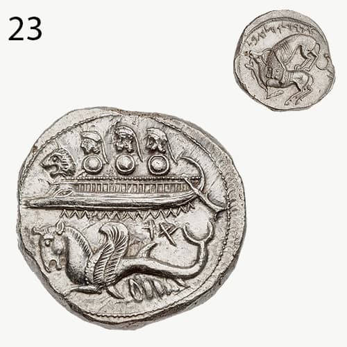 سکه نقره با نقش اسب ماهی - بیبلوس