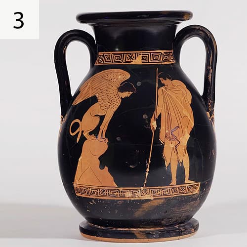 کوزه با نقش اسفنکس و اودیپ- یونان