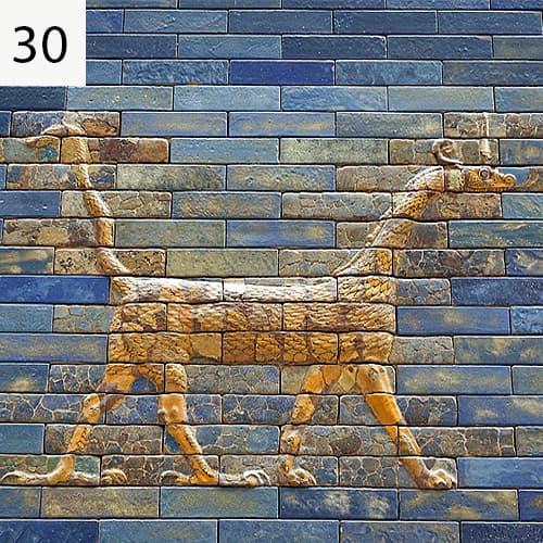 دیوار آجر لعابدار با نقش موشخوشو جانور مقدس خدای مردوک- ایشتار
